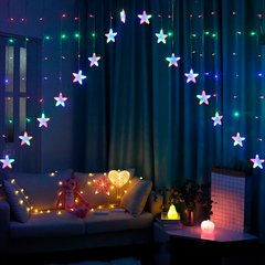 LED гирлянда штора звездная арка - цветная (12 звезд)