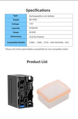 Акумулятор універсальний Kingma NP-F970 8190mAh для відеосвітла та камери
