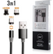 Магнітний USB кабель 3 в 1 (Micro USB, USB Type-C, Lightning)