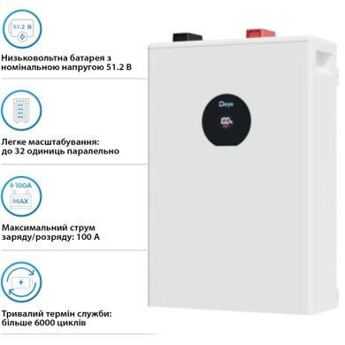 Акумулятор DEYE SE-F5 Pro-C LiFePO4 5,12 кВт&middot;год &mdash; надійне зберігання енергії
