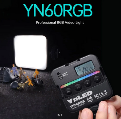 Накамерне відеосвітло Yongnuo YN 60 RGB, портативна міні-світлодіодна панель для камери