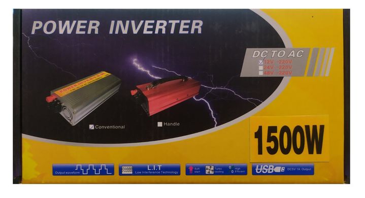 Перетворювач Power Inverter (DC 12V - AC 220V, 1500W)