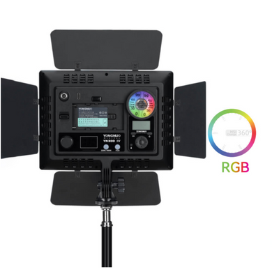 Полный комплект света Yongnuo YN300 IV RGB, аккумулятор, зарядное устройство, блок питания и рассеиватель