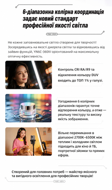 Світлодіодний RGB відеоосвітлювач Yongnuo YN6C-360IV для фото- та відеозйомки