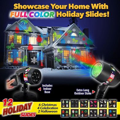 Вуличний лазерний проектор Star Shower Slide 12 різних слайд-шоу