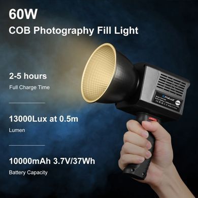 Постійне світло 60W, студійне світло з акумулятором та пультом Puluz PU4119