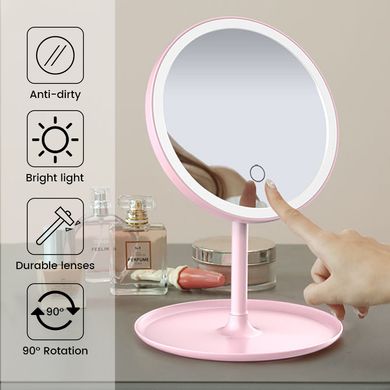 Зеркало с LED с яркой лед подсветкой для макияжа, встроенным аккумулятором