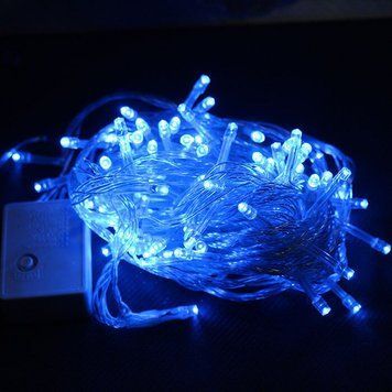 Гірлянда нитка 100LED - синій (прозорий дріт 7 метрів)