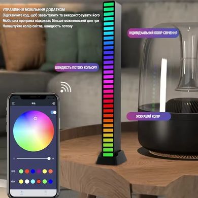Аккумуляторный музыкальный светильник 22.5 см эквалайзер с мобильным приложением, подсветка под музыку