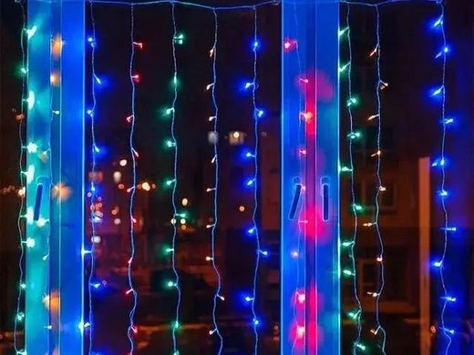LED Гірлянда штора - різнокольорова (160 лампочок, 2 x 2 метри)
