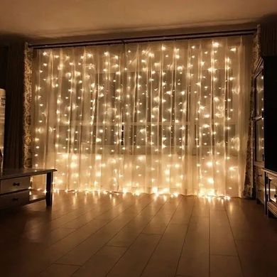 LED Гірлянда штора - теплий білий (200 лампочок, 3 x 2 метри)