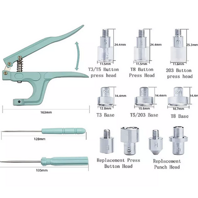Набір кнопок та люверсів з ручним пресом, блакитний