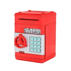 Детский электронный сейф копилка с кодовым замком и купюроприемником красный