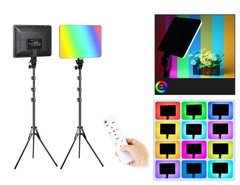 Профессиональная прямоугольная RGB лампа PM-36 видеосвет лампа для фото и видео + штатив 2м. в подарок