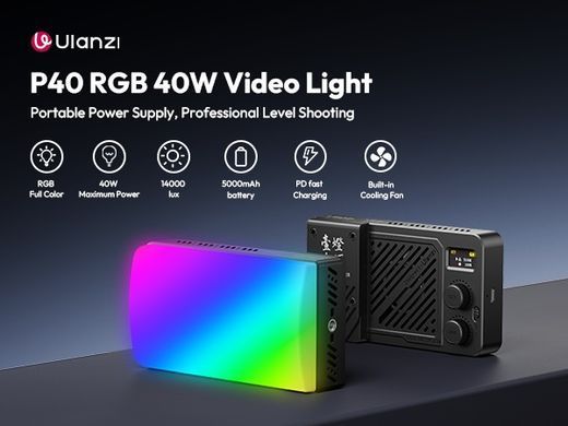 Накамерный свет 40 Вт Ulanzi LM-P40RGB портативный светодиодный видеосвет