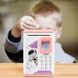 Детский электронный сейф копилка с отпечатком пальца, кодовым замком и купюроприемником розовый