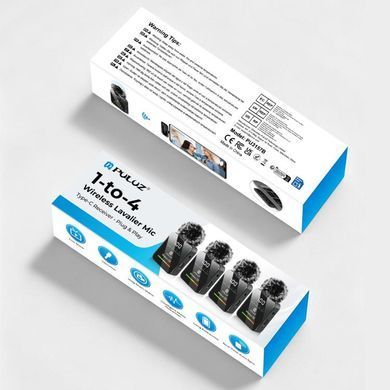 Бездротова мікрофонна система Puluz PU3157B з 4 мікрофонами та приймачем Type-C