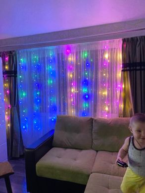 LED Гирлянда водопад - цветная (400 лампочек, 3 x 3 метра)
