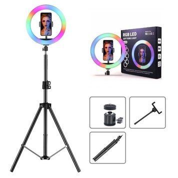 26 см RGB Кольцевая LED светодиодная селфи лампа + штатив в подарок
