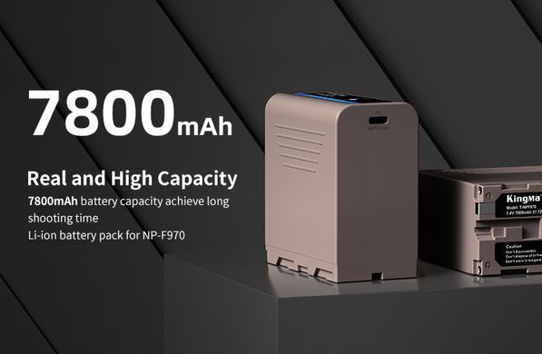 Аккумулятор универсальный Kingma NP-F970 7800mAh с Type-C зарядкой для видеосвета и камеры